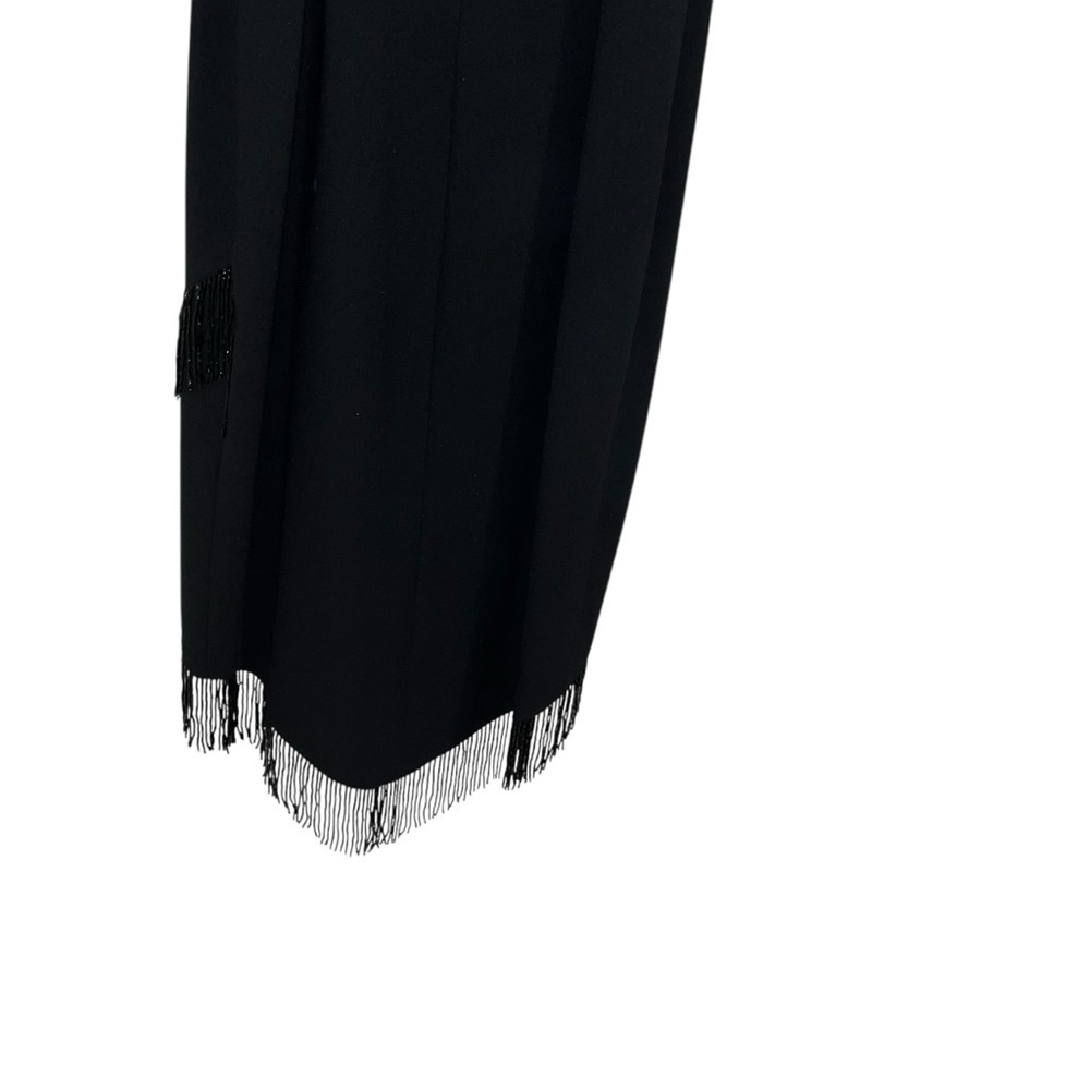 Vintage 80s 90s y2k En Francais Long Black Formal dress beaded fringe 12 euc - Picture 5 of 7